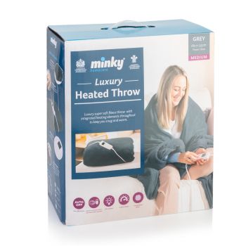 Minky Luxury Heated Throw - Medium - Grey