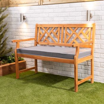 2-Seater Wooden Garden Bench with Luxury Cushion