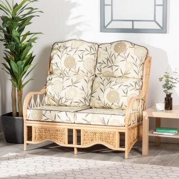 2-Seater Cane Conservatory Sofa - High Back - Bamboo