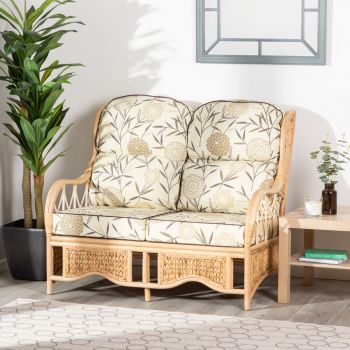 2-Seater Cane Conservatory Sofa – Low Back - Bamboo