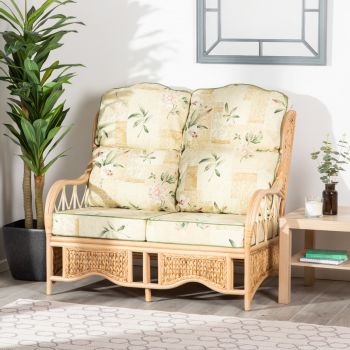 2-Seater Cane Conservatory Sofa – High Back - Harrogate Natural