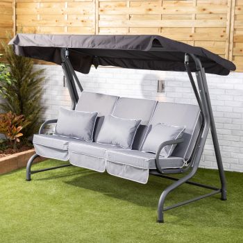 Roma 3 seater swing seat with luxury cushions - Charcoal frame