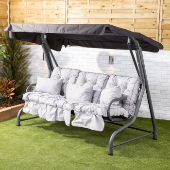 Roma 3 seater swing seat with classic cushions - Charcoal frame