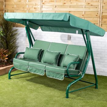 Roma 3 seater swing seat with luxury cushions - Green frame