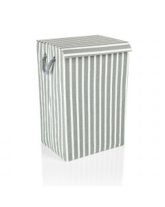 Minky Fabric Laundry Basket in Grey Stripe