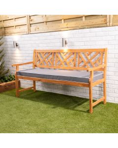 3-Seater Wooden Garden Bench with Luxury Cushion