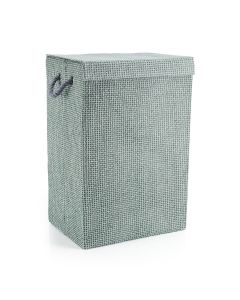Minky Fabric Laundry Basket in Grey Weave Pattern