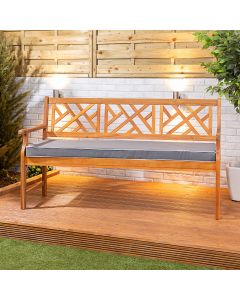  Wooden garden bench 3 seater with Grey luxury cushion