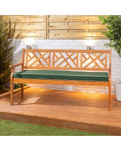  Wooden garden bench 3 seater with Green luxury cushion