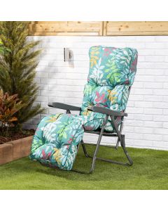 Alfresia Relaxer Chair - Charcoal Frame with Classic Alexandra Green Leaf Cushion