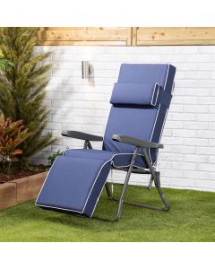 Relaxer Chair - Charcoal Frame with Luxury Navy Blue Cushion