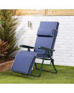 Relaxer Chair - Green Frame with Luxury Navy Blue Cushion