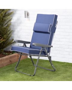 Recliner Chair - Charcoal Frame with Luxury Navy Blue Cushion