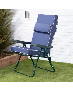 Recliner chair-Green frame-Navy Blue luxury cushion