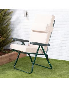 Recliner chair-Green frame-Taupe luxury cushion