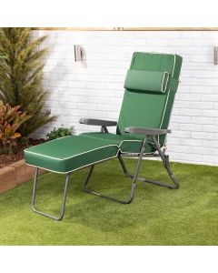 Sun Lounger - Charcoal Frame with Luxury Green Cushion
