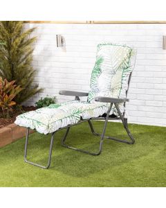 Sun lounger-Charcoal frame-Bamboo Leaf classic cushion