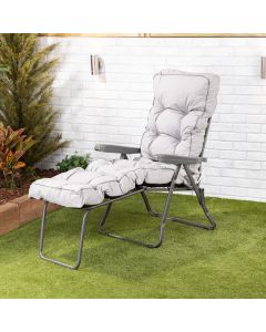 Sun lounger-Charcoal frame-Grey classic cushion