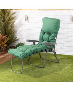 Sun lounger-Charcoal frame-Green classic cushion
