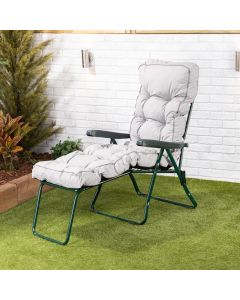 Sun lounger-Green frame-Grey classic cushion