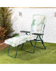 Sun lounger-Green frame-Bamboo Leaf classic cushion