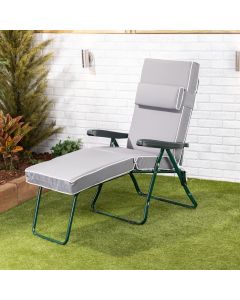 Sun Lounger - Green Frame with Luxury Grey Cushion