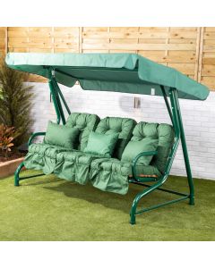 Roma 3 Seater Swing Seat with Green Classic Cushions
