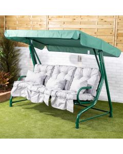 Roma 3 Seater Green Swing Seat with Grey Classic Cushions