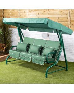 Roma 3 Seater Green Swing Seat with Green Luxury Cushions