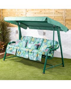 Turin 3 Seater Reclining Green Swing Seat with Alexandra Green Classic Cushions
