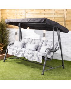 Turin 3 Seater Reclining Charcoal Swing Seat with Grey Classic Cushions