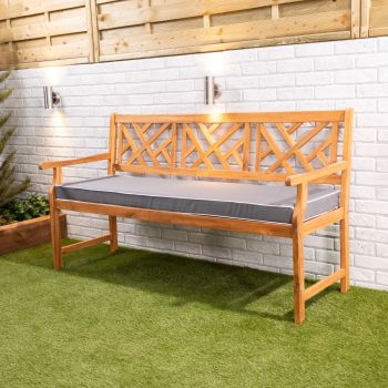 3-Seater Wooden Garden Bench with Luxury Cushion