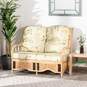 2-Seater Cane Conservatory Sofa - Low Back - Harrogate Natural