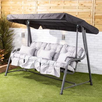 Buy Roma 3 seater swing seat with classic cushions Charcoal frame Alfresia