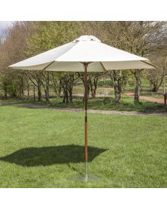 3m Wooden Garden Parasol with Crank - Cream