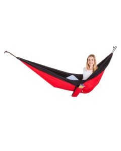 Adventurer Nylon Single Hammock - Red and Black