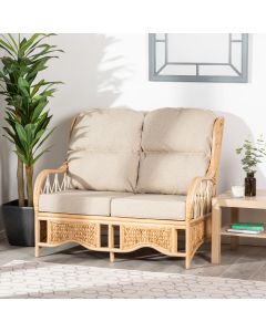 2-Seater Cane Conservatory Sofa - Low Back - Arran Natural