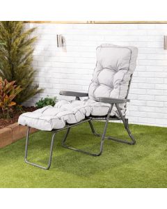 Sun lounger-Charcoal frame-Grey classic cushion