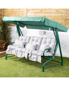 Roma 3 seater swing seat with classic cushions - Green frame